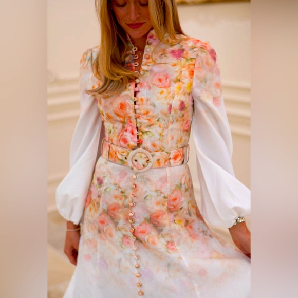 NWT These Three- Floral Belted Midi Dress - Picture 3 of 7